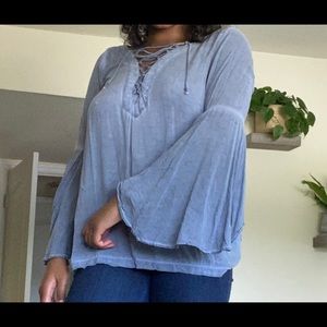 Blue peasant top